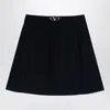Valentino Elegant Navy Mini Skirt With Vlogo Waistband In Blue