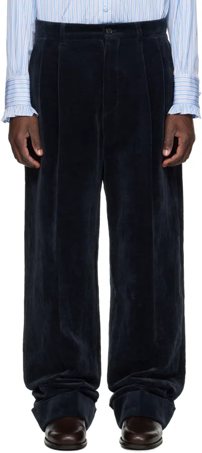 Valentino Navy Pleated Trousers