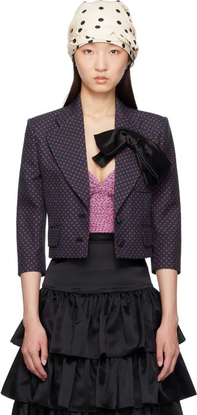 Valentino Navy Plusdepois Print Bow Jacket