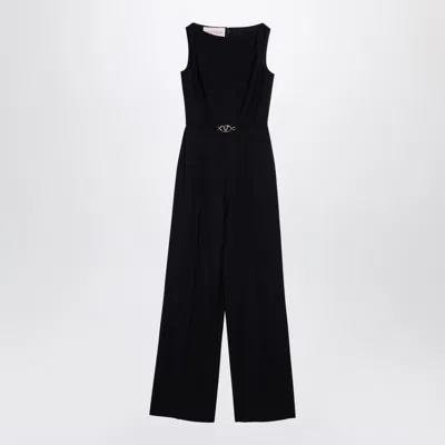 Valentino Navy Blue Wool Suit In Black