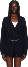 Valentino Navy Virgin Wool Cardigan In 598 Navy