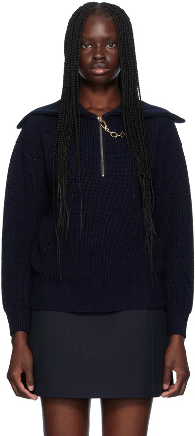 Valentino Navy Vlogo Chain Sweater In 598 Navy