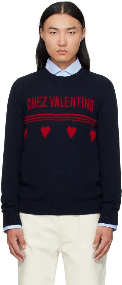 Valentino Navy Wool 'chez ' Sweater