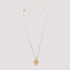 Valentino Heart Vlogo Pendant Necklace In Antique Brass