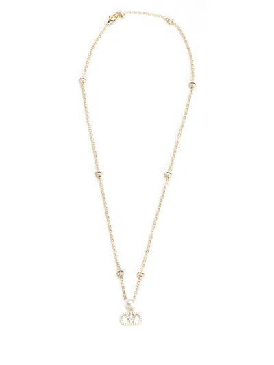 Valentino Garavani Vlogo Signautre Necklace In Gold
