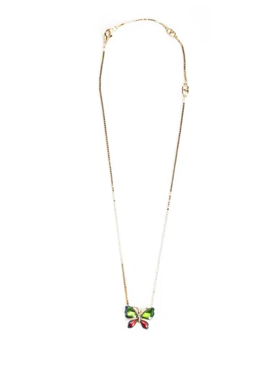 Valentino Garavani Necklace With Butterfly Pendant Jewelry Gold In Multi