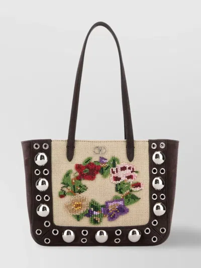 Valentino Garavani Nellcã´te Shoulder Bag Suede Trim In Brown