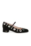 Valentino Nellcote 30 Embellished Mary Jane Suede Pumps In Black