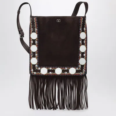 Valentino Garavani Nellcôte Brown Suede Bag With Fringes