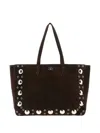 Valentino Nellcôte Eyelet Suede Tote Bag In Brown
