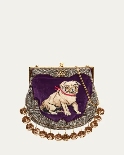 Valentino Garavani Nellcote Fairytales Dog Velvet Minaudiere In Purple