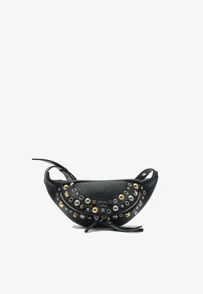 Valentino Garavani Nellcote Fanny Pack Embellished Belt Bag In Black