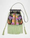 Valentino Nellcote Floral-embroidered Suede Crossbody Bag In Multi