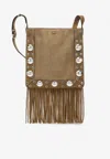 Valentino Nellcote Fringed Suede Shoulder Bag In Sand