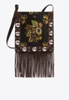 Valentino Nellcote Jacquard Fringed Crossbody Bag In Brown
