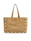 Valentino Garavani Nellcôte Stud Suede Tote Bag In Nude & Neutrals
