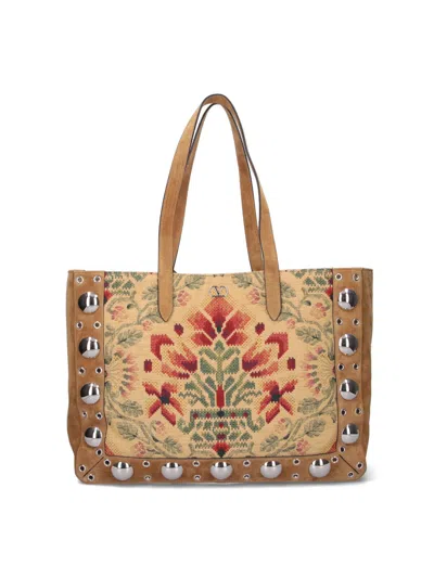 Valentino Garavani 'nellcôte' Large Tote Bag In Brown