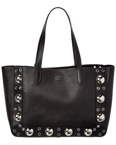 Valentino Garavani Valentino Nellcote Medium Leather Tote In Black