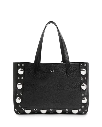 Valentino Garavani Nellcote Medium Shopping Tote Bag In Grainy Leather In Black