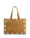 Valentino Garavani Nellcote Medium Shopping Tote Bag In Suede In Sand