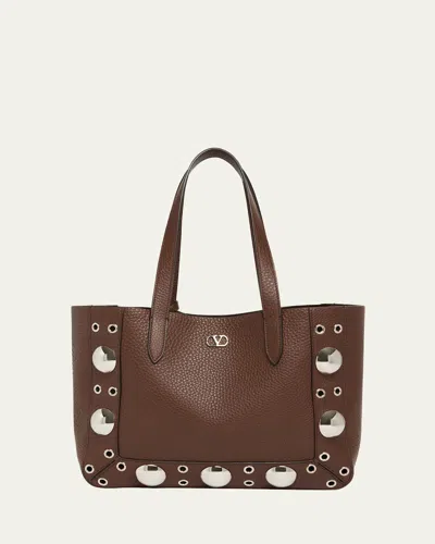 Valentino Garavani Nellcote Medium Studded Leather Tote Bag In Brown