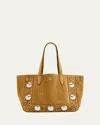 Valentino Nellcote Medium Studded Suede Tote Bag In Brown