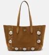 Valentino Nellcôte Medium Suede Tote Bag In Beige