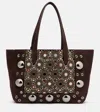 Valentino Nellcôte Medium Suede Tote Bag In Brown
