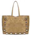 Valentino Nellcote Medium Suede Tote Bag In Sand