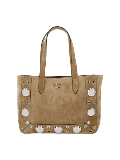 Valentino Garavani Nellcôte Medium Tote Bag In Sand