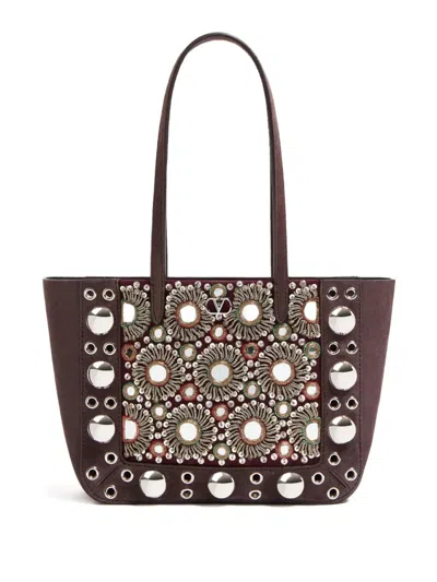 Valentino Garavani Garavani Nellcôte Mini Embroidered Shopping Bag Woman Testa Di Moro Uni