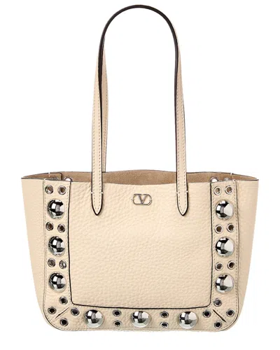 Valentino Garavani Valentino Nellcote Mini Leather Tote In Neutral