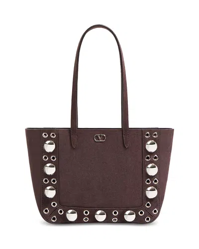 Valentino Garavani Nellcote Mini Shopping Tote Bag In Suede In Brown