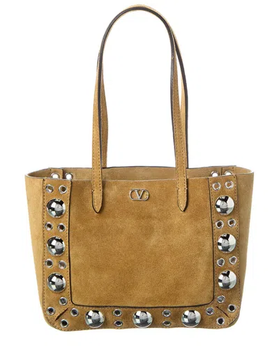 Valentino Garavani Valentino Nellcote Mini Suede Tote In Brown