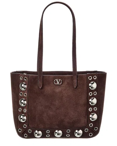 Valentino Garavani Valentino Nellcote Mini Suede Tote In Brown