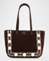 Valentino Nellcote Mirror-embellished Suede Mini Tote Bag In Brown