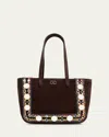 Valentino Nellcote Mirror-embellished Suede Mini Tote Bag In Brown
