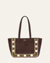 Valentino Nellcote Mirror-embellished Suede Mini Tote Bag In Multi