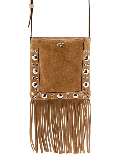 Valentino Garavani `nellcote` Multi Studs Logo Small Bag In Sand