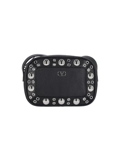 Valentino Garavani Nellcote Studded Leather Camera Crossbody Bag In Black