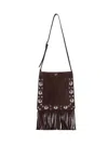 Valentino Fringed Suede Shoulder Bag With Adjustable Strap In Brown