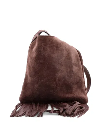 Pre-owned Valentino Garavani Nellcote Shoulder Bag Studded Suede Crossbody Bag In Brown