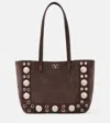 Valentino Suede Shoulder Bag With Maxi Metal Studs