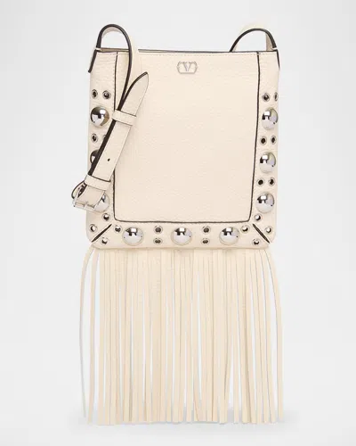 VALENTINO GARAVANI NELLCOTE SMALL FRINGE STUDDED LEATHER CROSSBODY BAG
