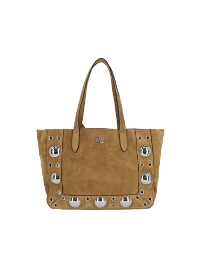 Valentino Garavani Nellcôte Small Tote Bag In Brown