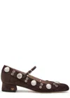 Valentino Garavani Valentino Nellcote Stud-embellished Suede Ballet Pumps In Brown