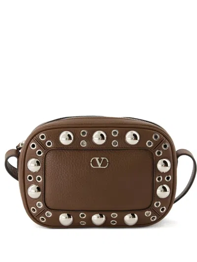 Valentino Garavani Nellcôte Stud-embellishment Shoulder Bag In Brown