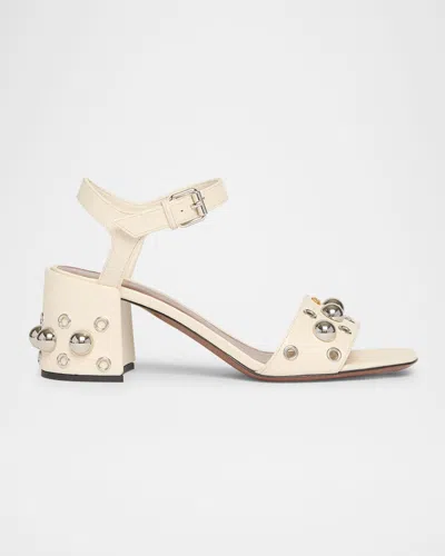 Valentino Garavani Nellcote Studded Ankle-strap Leather Sandals In Light Ivory