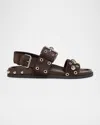 Valentino Nellcote Studded Ankle-strap Suede Sandals