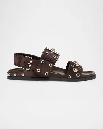 Valentino Garavani Nellcote Studded Ankle-strap Suede Sandals